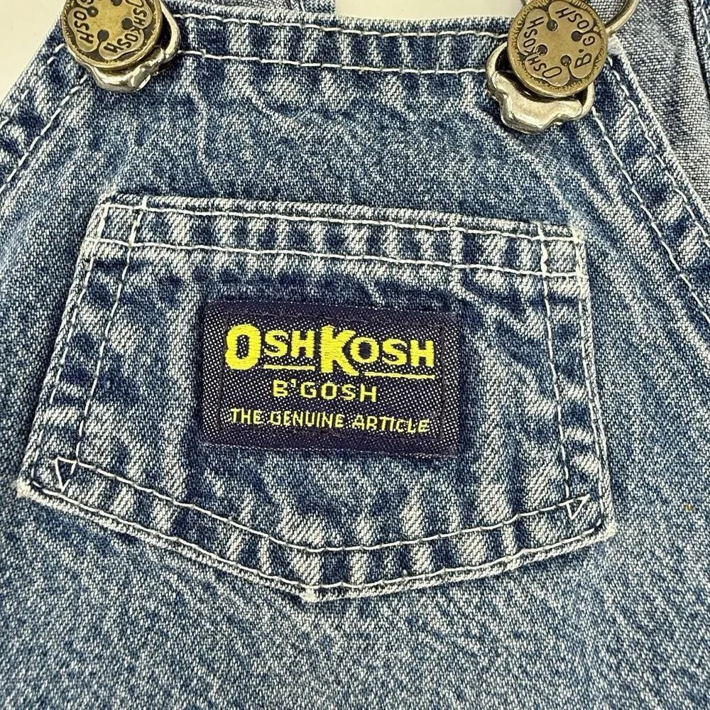Vintage OshKosh B'gosh Bib Overalls 12m Blue Denim VESTBAK Made USA 80s-90s